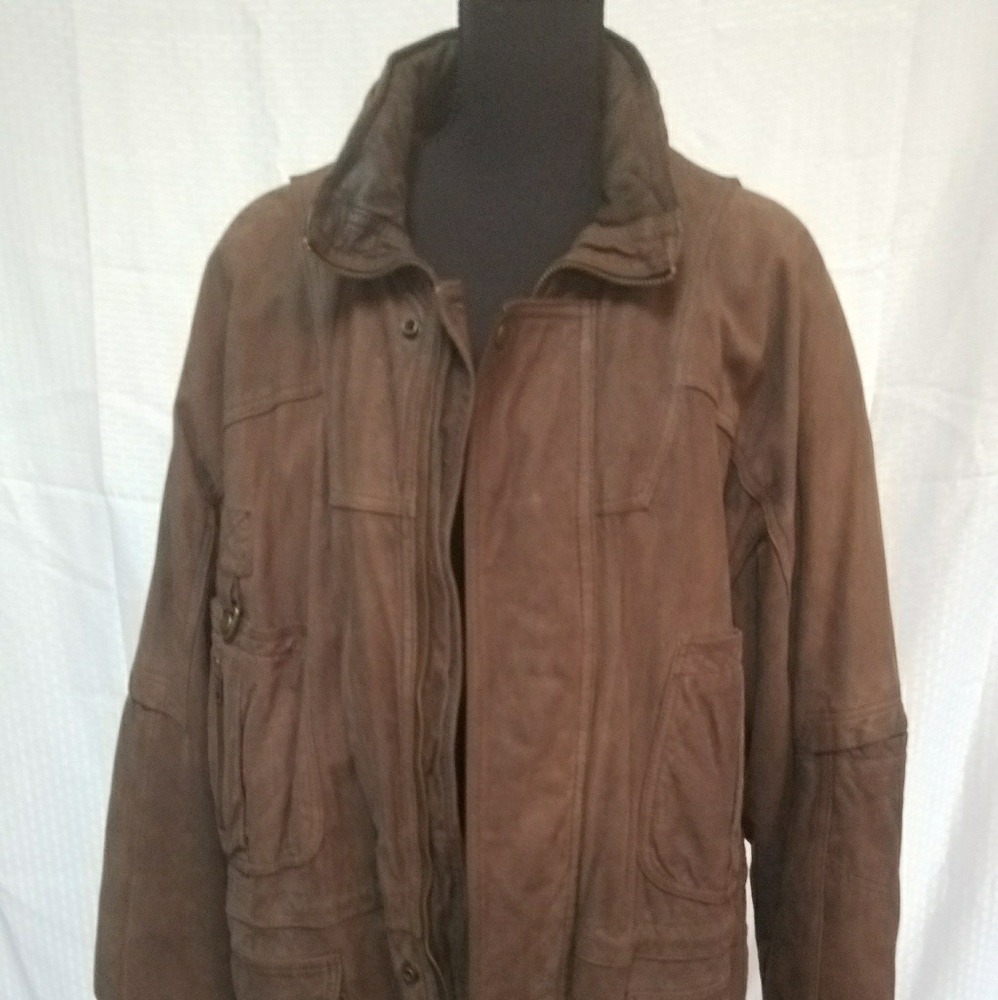 3/4 Length Heavy Brown Leather Coat/ Too big